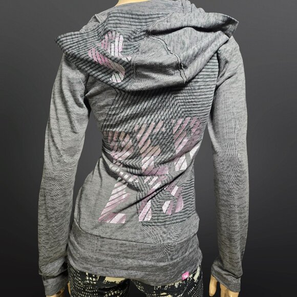 Y2K Joshua Perets Grey Pink Fitted Hoodie Size M Emo Scene Indie Sleaze 2000s - Picture 2 of 9